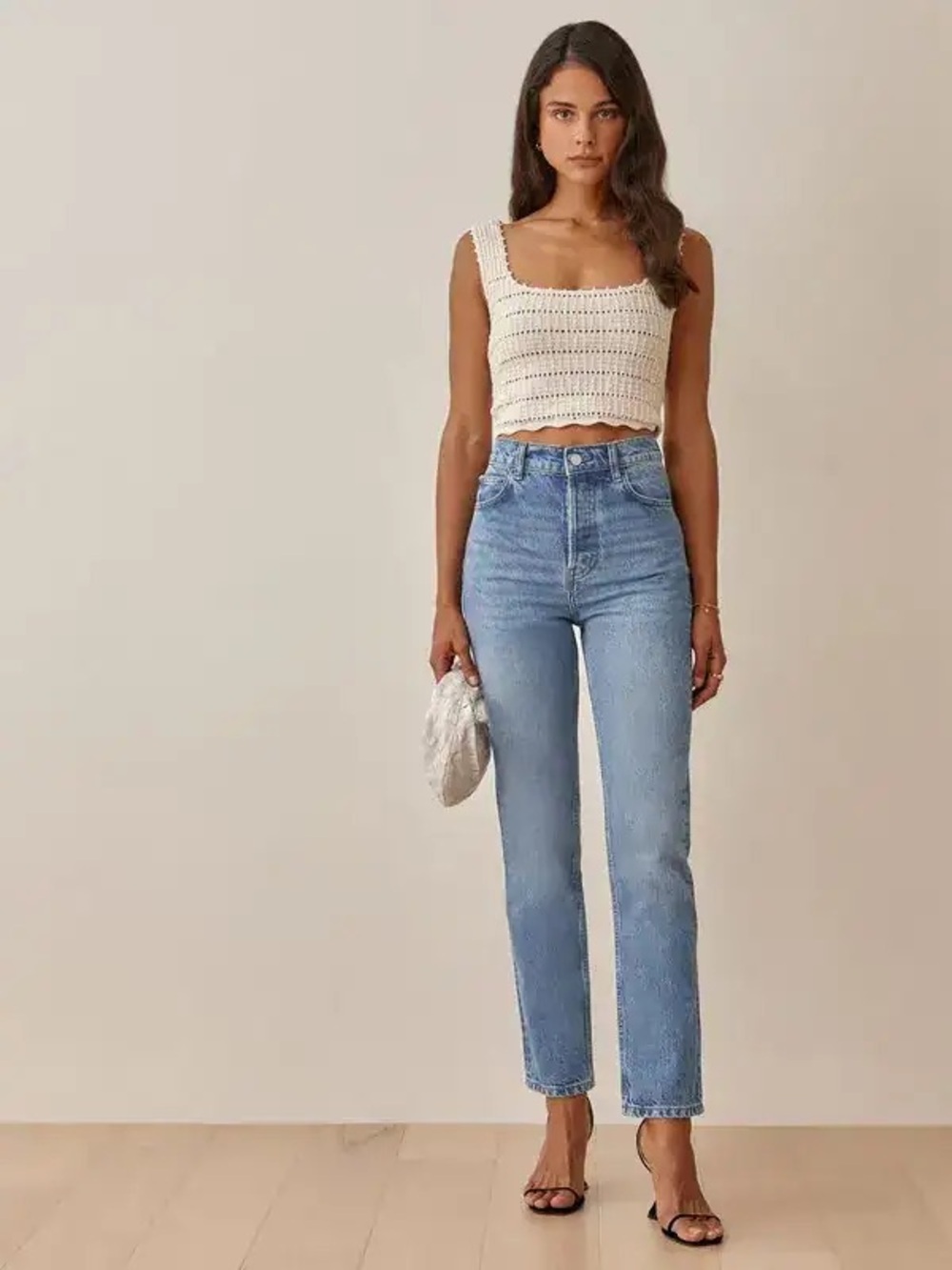 Reformation Cynthia Mushroom High-Rise Straight Leg Light Blue Jeans Size 27